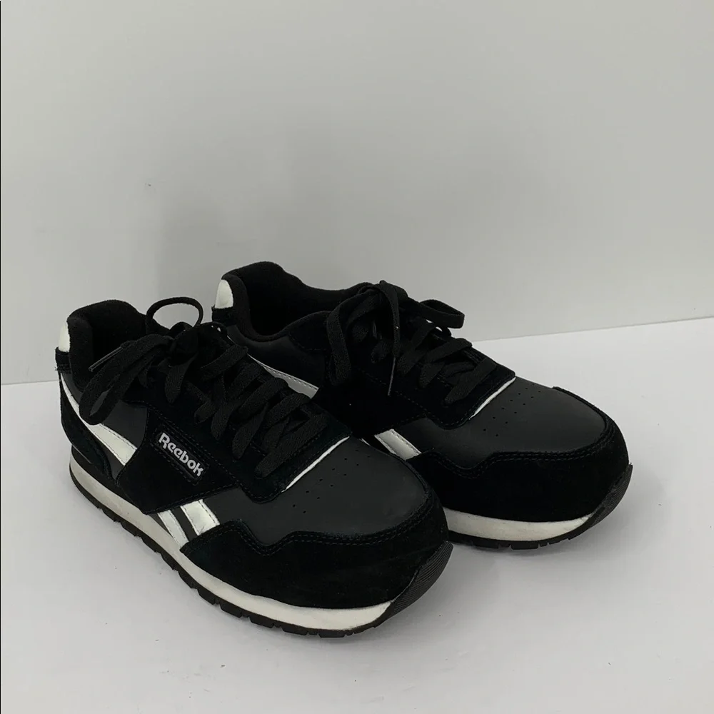 Reebok Harman Work sneakers black leather composite safety toe tie men 7 WIDE